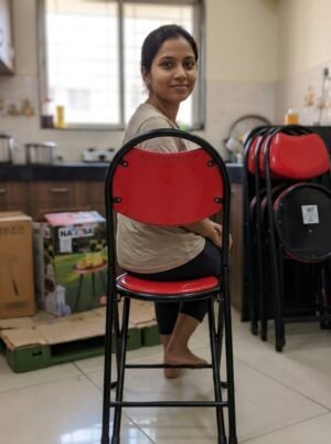 Red & Black Foldable Chair, Compact Seating Solution