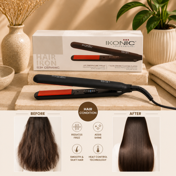 IKONIC Professional S3+ Ceramic Hair Straightener with LED